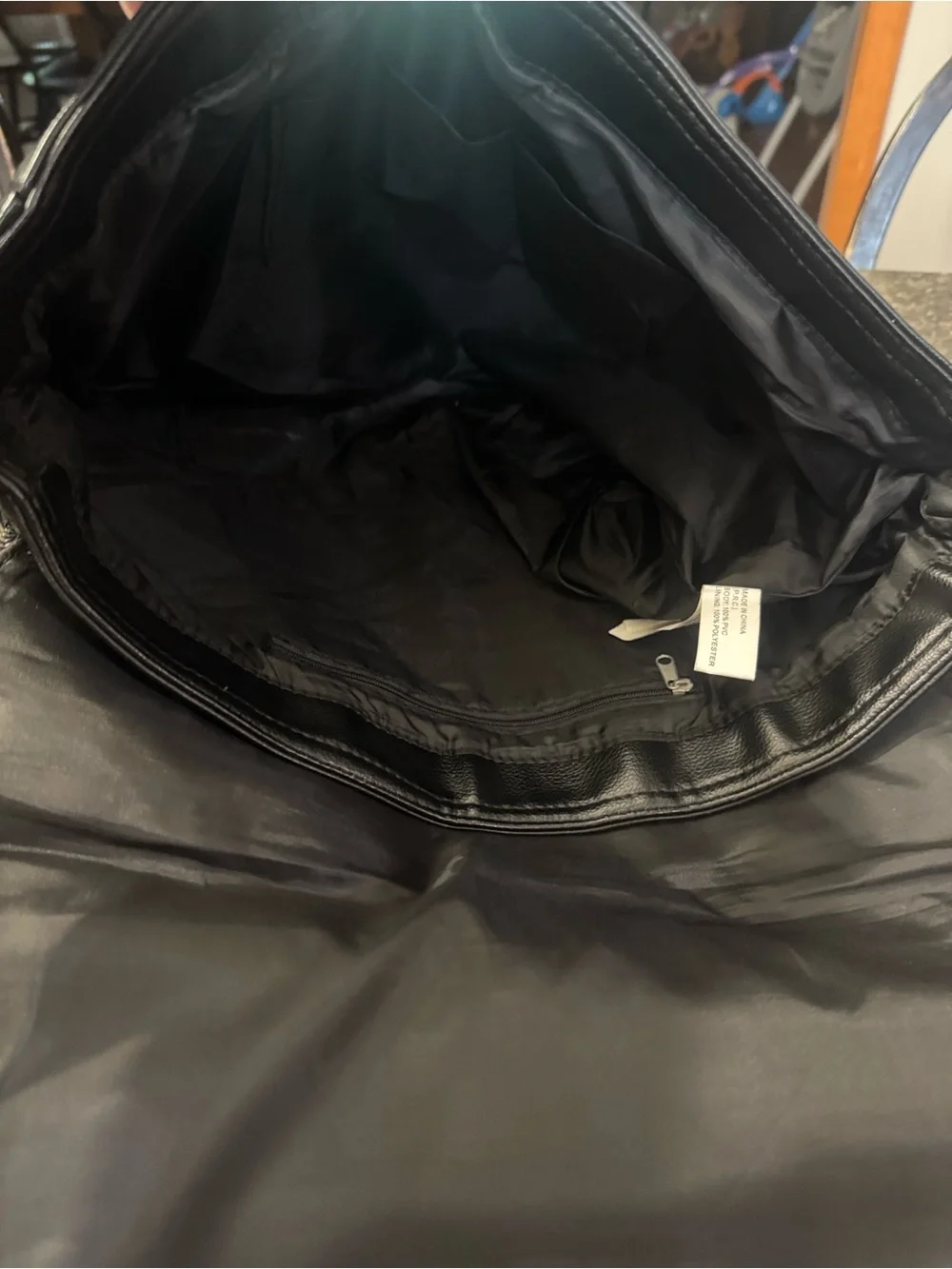 Kenneth Cole Black Faux Leather Messenger Bag with Adjustable Strap